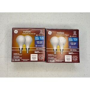 2 Pack of ge Relax LED Soft White Light 60w (4 BULBS TOTAL)